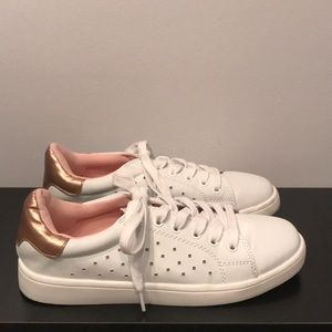 White and rose gold sneakers